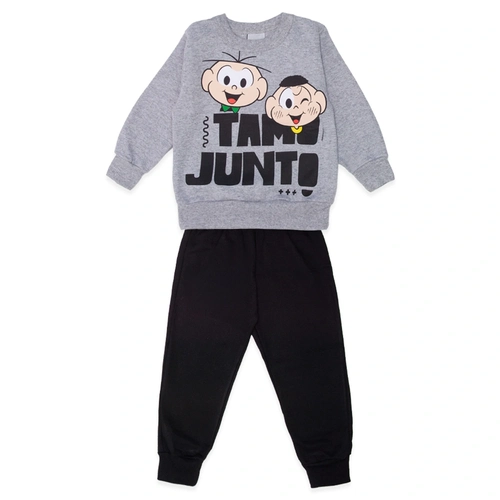 Conjunto Moletom Cebolinha Tamo Junto Mescla - Masculino