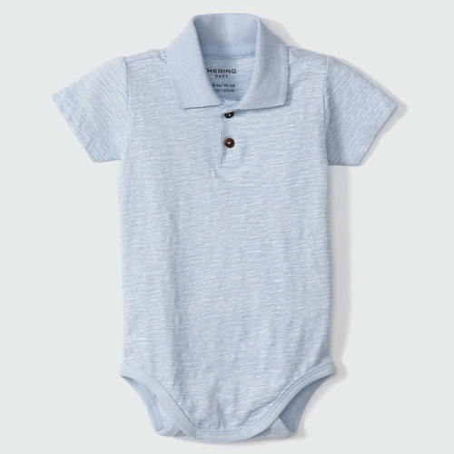 Body Polo Manga Curta Azul Hering - Masculino