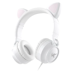 Headset Vinik Kitty Ear Orelha de Gato Branco Com Microfone - Ke110b