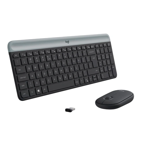 Kit Teclado e Mouse Logitech MK470, Design Slim, Sem Fio, Ambidestro, Clique Silencioso, US, Grafite - 920-009268