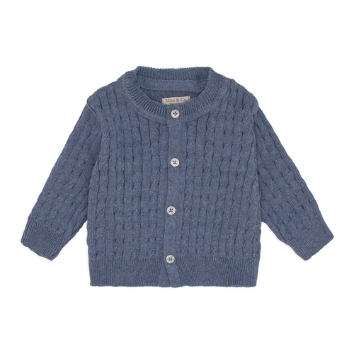 Casaquinho Tricot Trançado Azul Jeans Masculino - Mini & Co