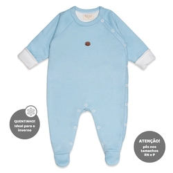 Macacão Manga Longa Forrado Soft - Azul