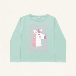 Blusinha Manga Longa Estampada Unicórnio Fakini - Feminina