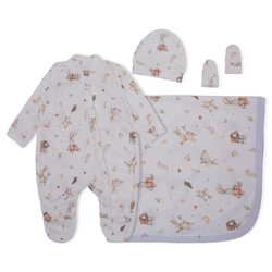 Kit Saída Maternidade Coelhinho Branco Mescla Baby - Feminino