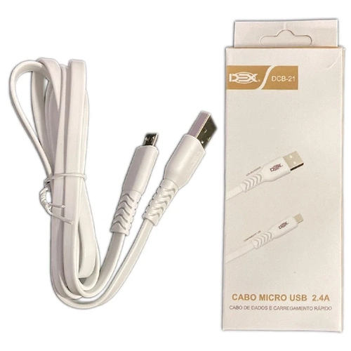 Cabo Cel/dados Usb P/ V8 1.2m (blister) Ref. Dcb-21 Branco
