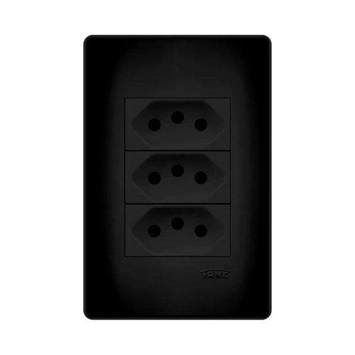 Tomada Tripla 2P+T 20A/250V-Habitat Black