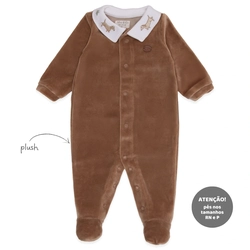 Macacão Manga Longa com Gola Bipartida Plush Masculino – Cachorrinho no Parque