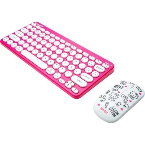 Kit Teclado e Mouse Letron Sem Fio Hello Kitty Rosa - 85096
