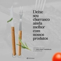 Kit Churrasco Garfo e Faca Cabo Madeira Longo Inox Alta Qualidade Grillrelax