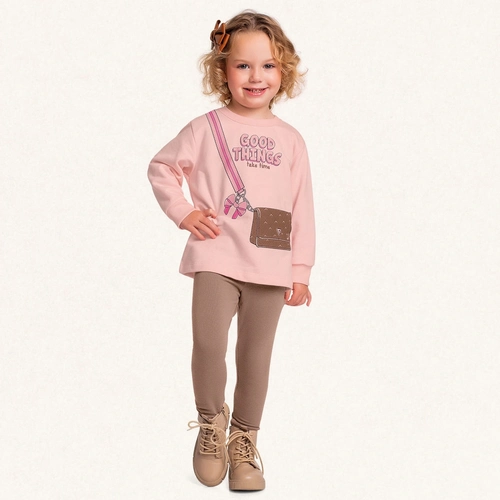 Conjunto Moletom Blusa e Calça Peluciada Good Things Rosa Fakini - Feminino