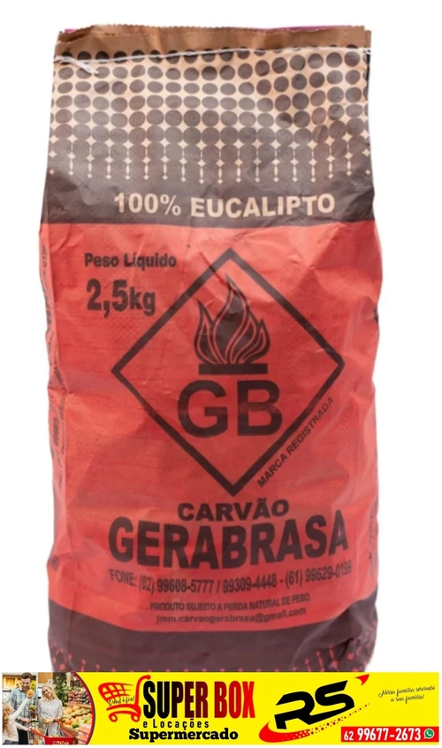 Carvão 100% Eucalipto gerabrasa 2,5kg