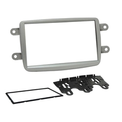 Moldura Fiamon  2 Din Kwid/ Captur/ Duster/ Sandero/ Logan Prata