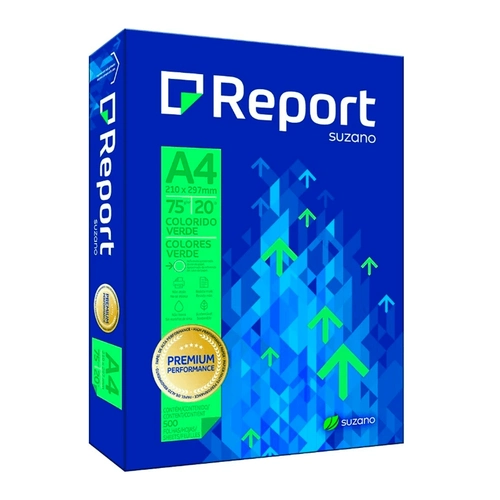 Papel Sulfite A4 75g Resma com 500 Folhas Verde Report Suzano