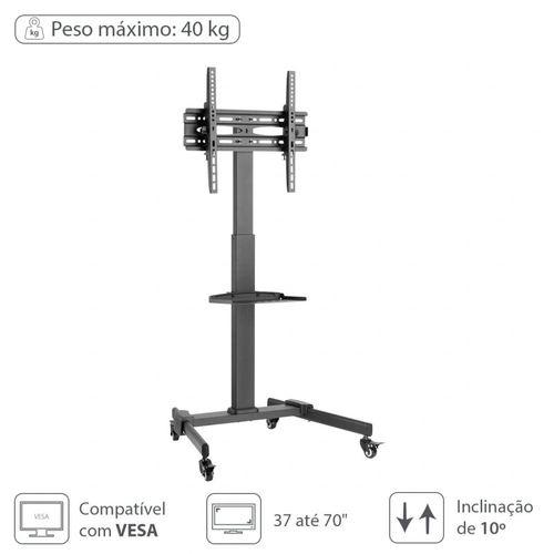 Suporte Rack para Tvs de 37-70" Até 35kg Com Bandeja - Sr150