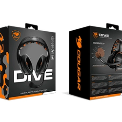 Headset Gamer Cougar DIVE, Driver 50MM, PRETO E LARANJA, CGR-P50B-270