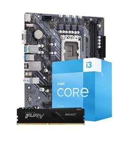 Kit Upgrade Intel Core i3-13100F + Placa Mãe  H610M DDR4 + Memória DDR4 8GB 3200Mhz
