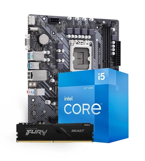 Kit Upgrade Intel Core i5-12400 + Placa Mãe Asrock B760M DDR4 + Memória DDR4 8GB 3200Mhz