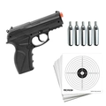 Kit Pistola Airsoft Wingun C11 CO2 6,0MM + 5 Cilindros de CO2 + 10un de Alvos 14cmcX14cm (Rossi)