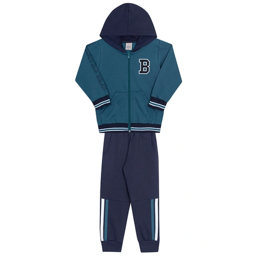 Conjunto Moletom Jaqueta com Capuz Petroleo Randa Mundu - Masculino