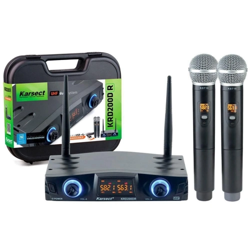 Microfone Sem Fio de Mao Duplo Uhf Krd200dm Karsect