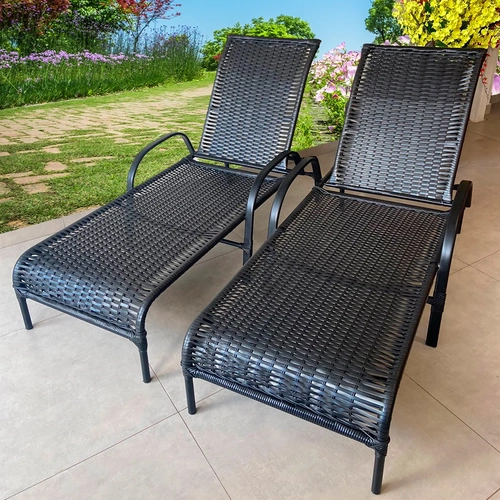 Espreguiçadeira em Fibra Sintética e Alumínio  Pintura Epóxi  Maragogi (Kit com 2)