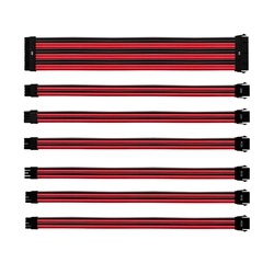 Kit de Cabo de Extensão Sleeved Psu 30 Cm Com Capa de Pvc Cooler Master - Vermelho e Preto - Cma-nest16rdbk1-gl