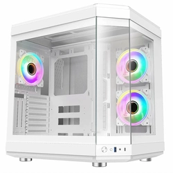 Gabinete Gamer Liketec Unreal Snow White Cube Design Mid Tower Vidro Temperado