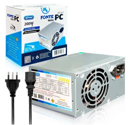 Fonte 200w Atx para computador PC c/ cabo de força Kp-517 - Knup