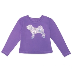 Camiseta Manga Longa Cotton Bordada Lantelouja Lilás Charpey - Feminina