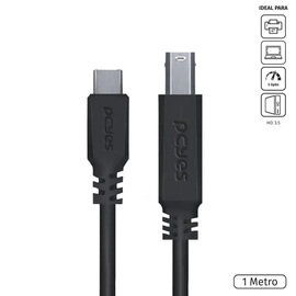 Cabo para Impressora Usb Tipo c para Usb b 3.0 1 Metro Preto - P3ucbp-1