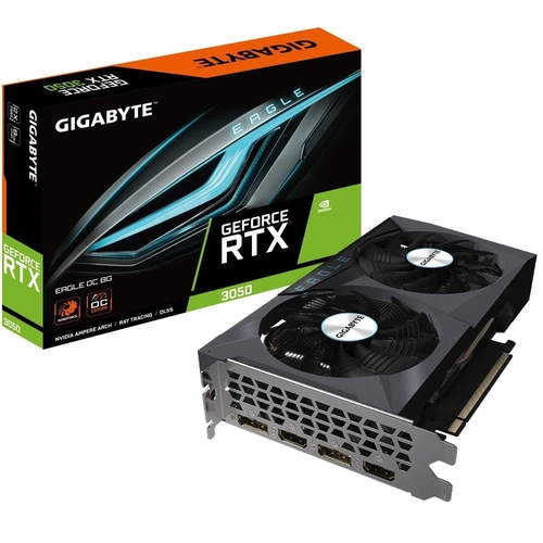 Placa de Vídeo Nvidia RTX3050 8GB Gigabyte GDDR6 128 BITS - GV-N3050EAGLEOC-8GD