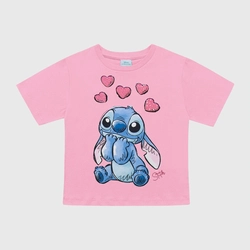 Camiseta Manga Curta Lilo e Stitch Fakini Feminino