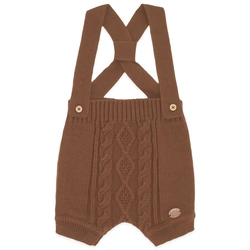 Jardineira Curta Tricot - Marrom Masculino