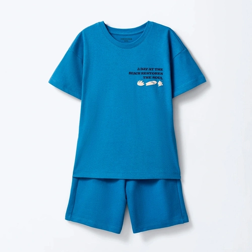 Conjunto Camiseta e Bermuda Hering Masculino - Azul