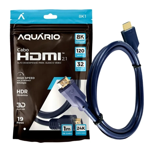 Cabo Hdmi 2.1 8k Aquário Ultra Hd 120fps - 1 Metro