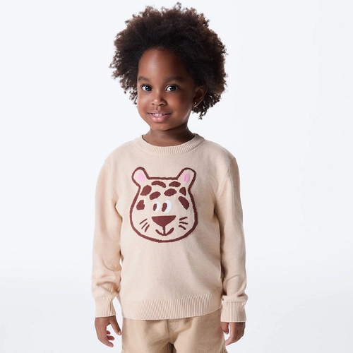 Blusão de Tricot Jacquard Onça Bege Hering - Feminino
