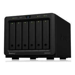 NAS Synology Diskstation 6 baias DS620 Slim (Celeron J3355, 2GB DDR3, 6x HD/SSD de 2.5pol, 2x 1GbE LAN, sem discos)