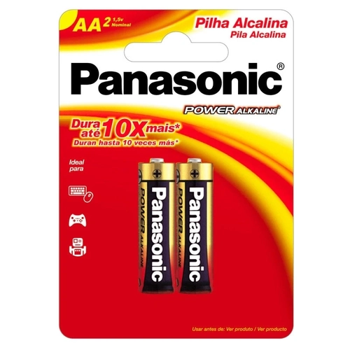 Pilha AA Panasonic alcalina Blister Com 2 Lr6xab/2b