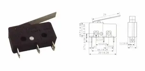 Chave Micro Switch Kw11-3z C/haste 23mm 3t 5a