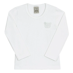 Blusinha Manga Longa com Strass Off White Randa Mundu - Feminina