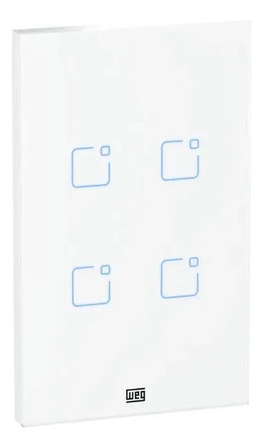 Interruptor Touch Inteligente 4 Botoes Wi-fi 10a + Rf Com Placa 4x2 Weg Home Branco