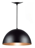 Pendente Meia Lua Luminária Decoração Preto Com Cobre 40cm