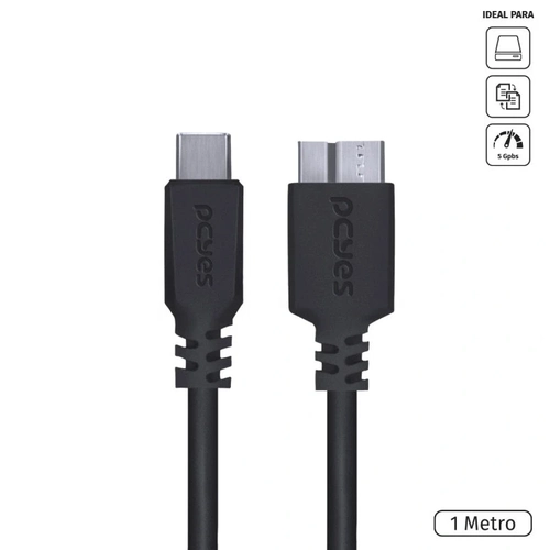 Cabo para HD Externo Usb-c Tipo C para Micro USB B 3.0 1 Metro Preto - P3ucmbp-1