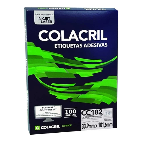Etiqueta Adesiva Colacril Carta CC182 33,9 x 101,6mm com 100 Folhas