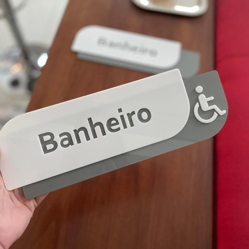 Placa Identificacao de Portas - Logo alto relevo inicial ou desenho