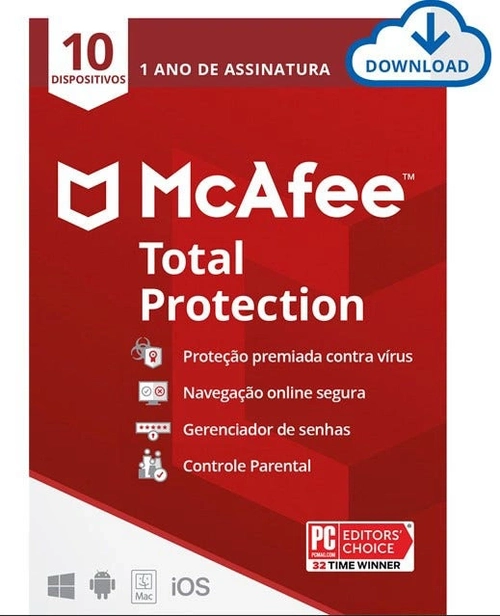 Total Protection Mcafee 10 Dispositivos 12 Meses Produto Físico - Macf0006-box