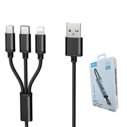 Cabo Cel/dados (3 Em 1) Iphone, Type-c E V8 Metal - Kp-co400