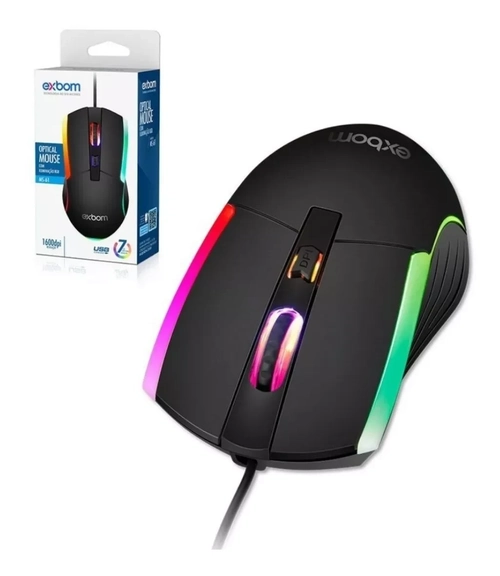 Mouse Gamer Usb 1600 Dpi Com Led Rgb 03948 Ms-61 Exbom