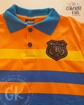 camisa polo laranja listrada