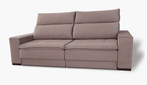 Estofado Retrátil e Reclinável Safira 2,60mt - Suede Bege